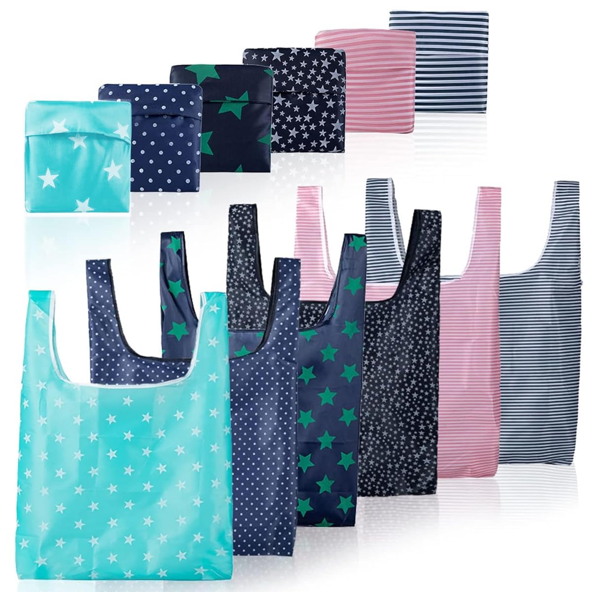 PALAY 6Pcs Shopping Bags Reuseable Grocery Bags Folding Pocket Grocery Bag Waterproof & Lightweight Fashion Print Oxford Cloth Grocery Bags PALAY 6Pcs Shopping Bags Reuseable Grocery Bags Folding Pocket Grocery Bag Waterproof & Lightweight Fashion Print Oxford Cloth Grocery Bags